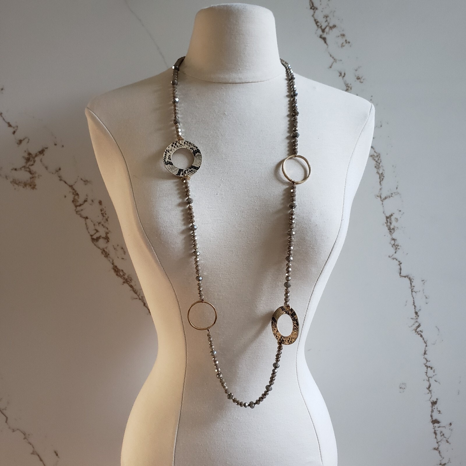 Necklace By Sweet Lola Silver Gold Leaves 21